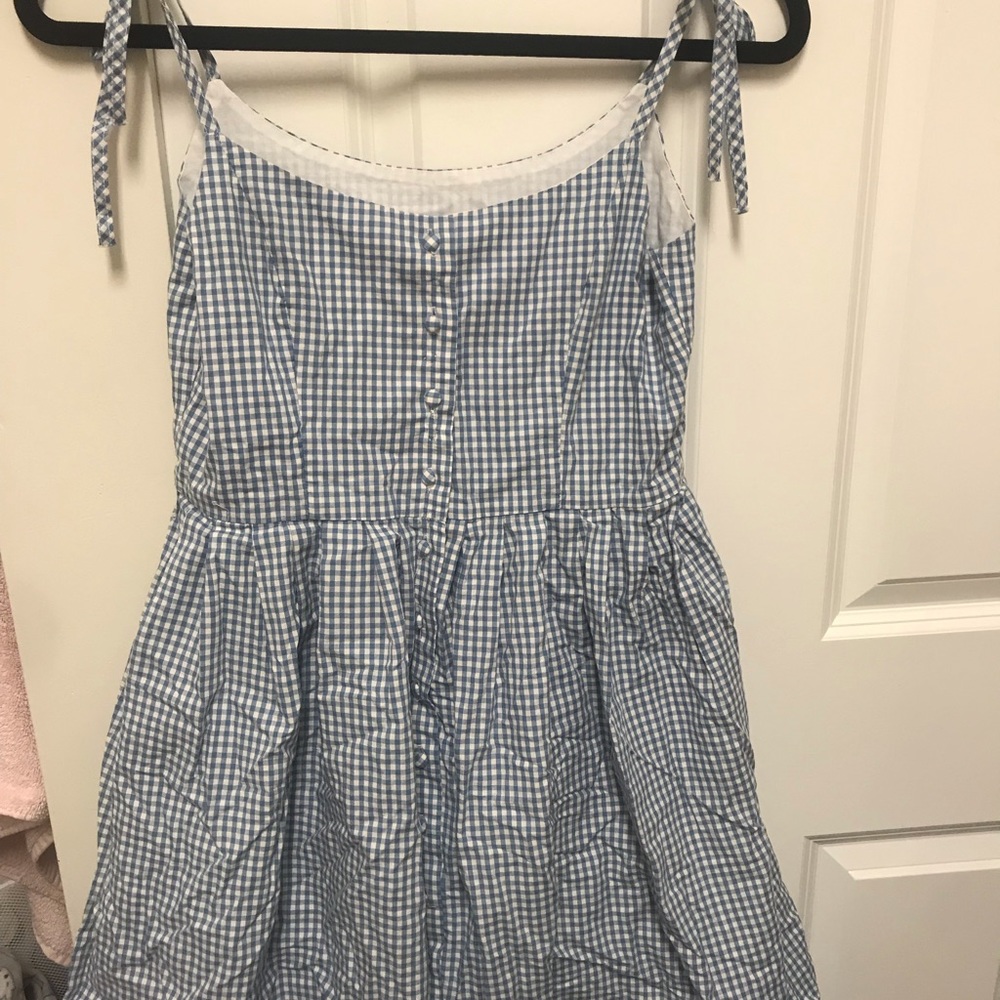 blue and white dress